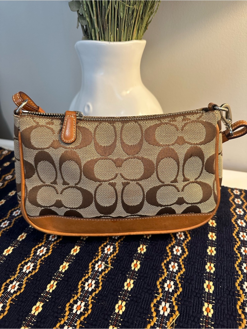 Coach Y2K Canvas Small Shoulder Bag in Brown/Tan